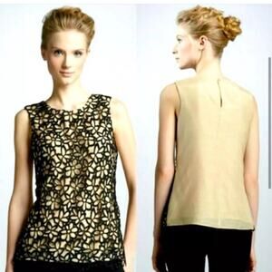 Lela Rose x Neiman Marcus for Target Tank Top L | Silk Floral Crochet Overlay